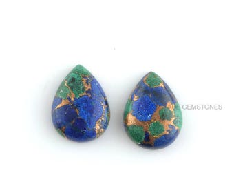 Azurite Loose Cabochon, Azurite Copper Pear 12x16 mm Gemstone, Azurite Gemstone, Wholesale Gemstone Cabochon, Jewelry Supplier - 2 Pcs.