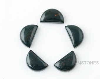 Bloodstone 10x16 mm Half Moon Shape Gemstone-Jewelry Making Gemstone-Wholesale Gemstone-Calibrated Cabochons-Bloodstone Gemstone- 5pcs