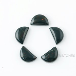 Bloodstone 10x16 mm Half Moon Shape Gemstone-Jewelry Making Gemstone-Wholesale Gemstone-Calibrated Cabochons-Bloodstone Gemstone- 5pcs image 1