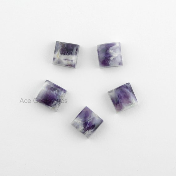 10mm Square Loose Gemstone Amethyst lace Agate Calibrated Cabochons Gemstone - 5 Pcs.