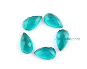 Pierres précieuses en vrac à facettes Quartz Teal calibré Cabochon poire 10x20mm Grade AAA - 5 Pcs.