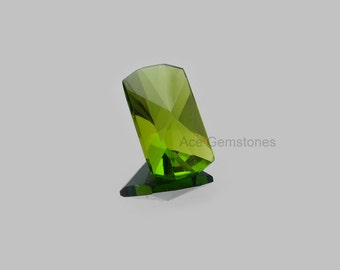 Rare Hand Cut Peridot Quartz Fancy Cut Rectangle Faceted Loose Gemstone 12x21mm AAA Grade - 1 Pcs.