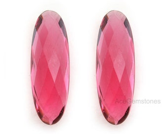 Pink Tourmaline Quartz Loose Gemstone Long Oval Pair 10x30mm