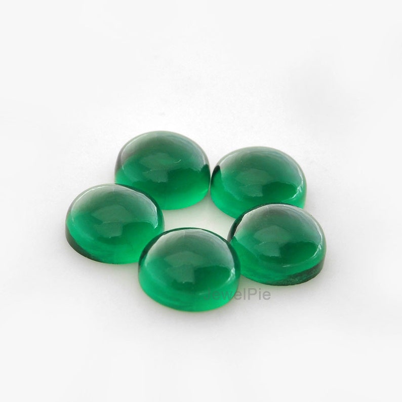 Green Emerald Quartz Loose Gemstone Round 12 mm Calibrated Cabochons AAA Grade 5 Pcs.