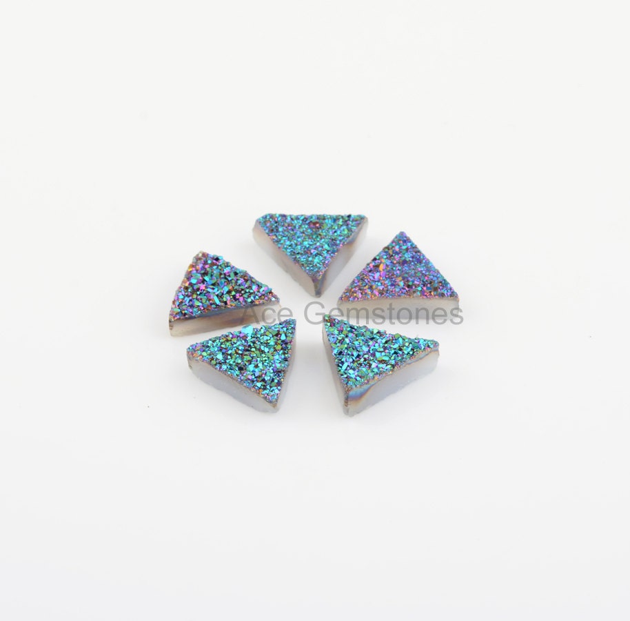 Superb Peacock Green Color Druzy Triangle Gemstone, Peacock Green ...
