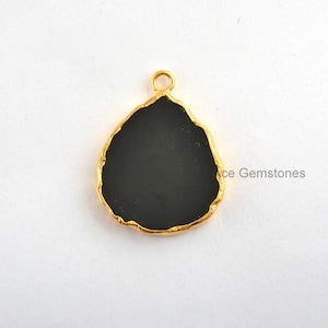 Black Onyx Sterling Silver Charm & Connector, Bezel Station Connector and Charm, Silver Charm, Silver Connector- 1pcs