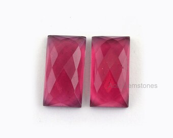 Red Garnet Quartz-Faceted Rectangle 11x20mm Gemstone-Garnet Quartz Gemstone-Loose Cut Stone-Rectangle Gemstone-2pcs