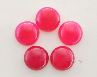 Hot Pink Chalcedony Smooth Round Calibrated Cabochons 12x12 mm - 5 Pcs.