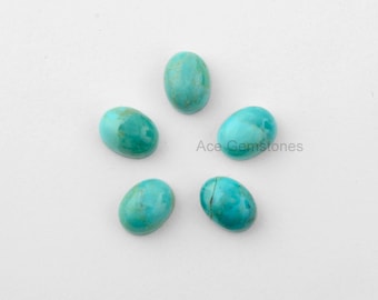 Loose Gemstone Arizona Turquoise, Smooth Calibrated Cabochons, Wholesale Gemstone, Turquoise Oval 10x14mm - 5Pcs
