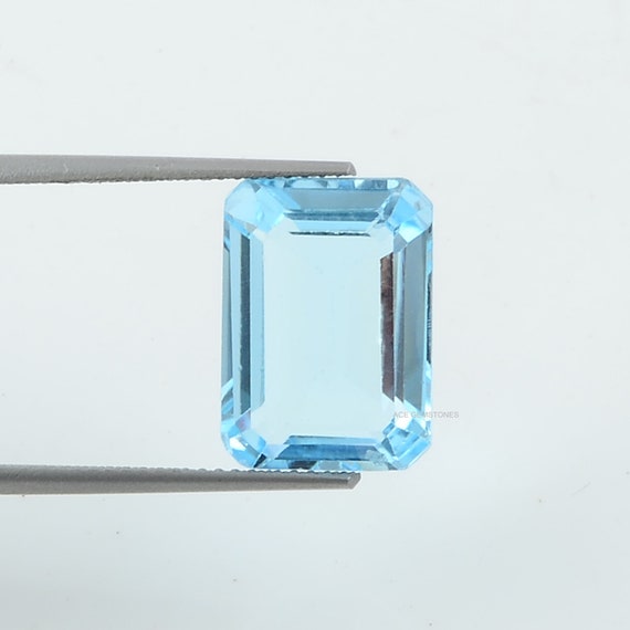 8.46 カラット 本物のスカイブルー トパーズ 10 x 14 mm 長方形 希少 