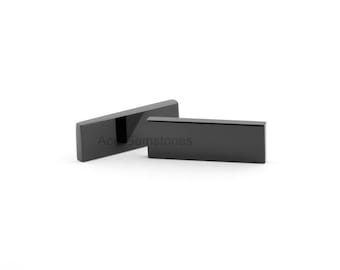 Black Onyx Smooth Cabochons, Both side Flat Stone, Black Onyx Loose Gemstone Rectangle 10x30x3mm Top Quality Supplies Stone - 2Pcs