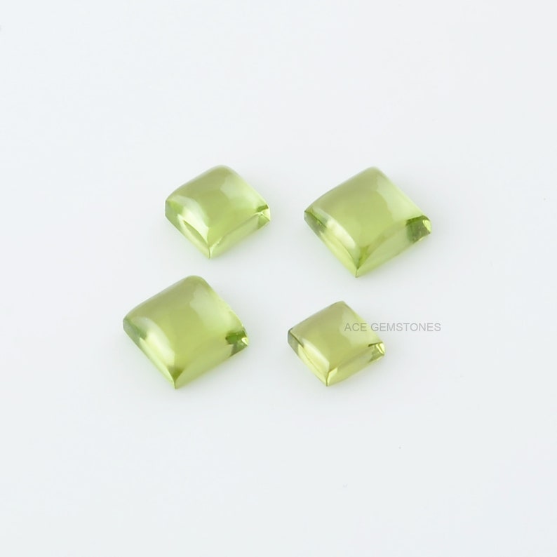Natural Peridot 4 To 6 mm Square Shape Gemstone-Gemstone Cabochons-Peridot Gemstone-Wholesale Cabochons-Gemstone Lot 10 Pcs