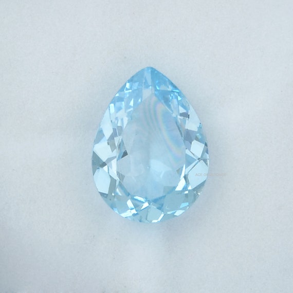 8.32 Ct Rare Sky Blue Topaz 12x16 Mm Genuine Pear Shape