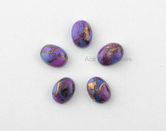 Lila Kupfer Türkis lose Edelstein, glatte kalibriert Cabochons, Großhandel Edelstein, Türkis Oval 10x14mm - 5Pcs