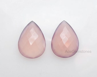 Wholesale Gemstone Pink Chalcedony Loose Beads Pair Gemstone Beautiful Pear 13x18 mm, Supplies Loose Beads Gemstone, Beads Briolette Gems