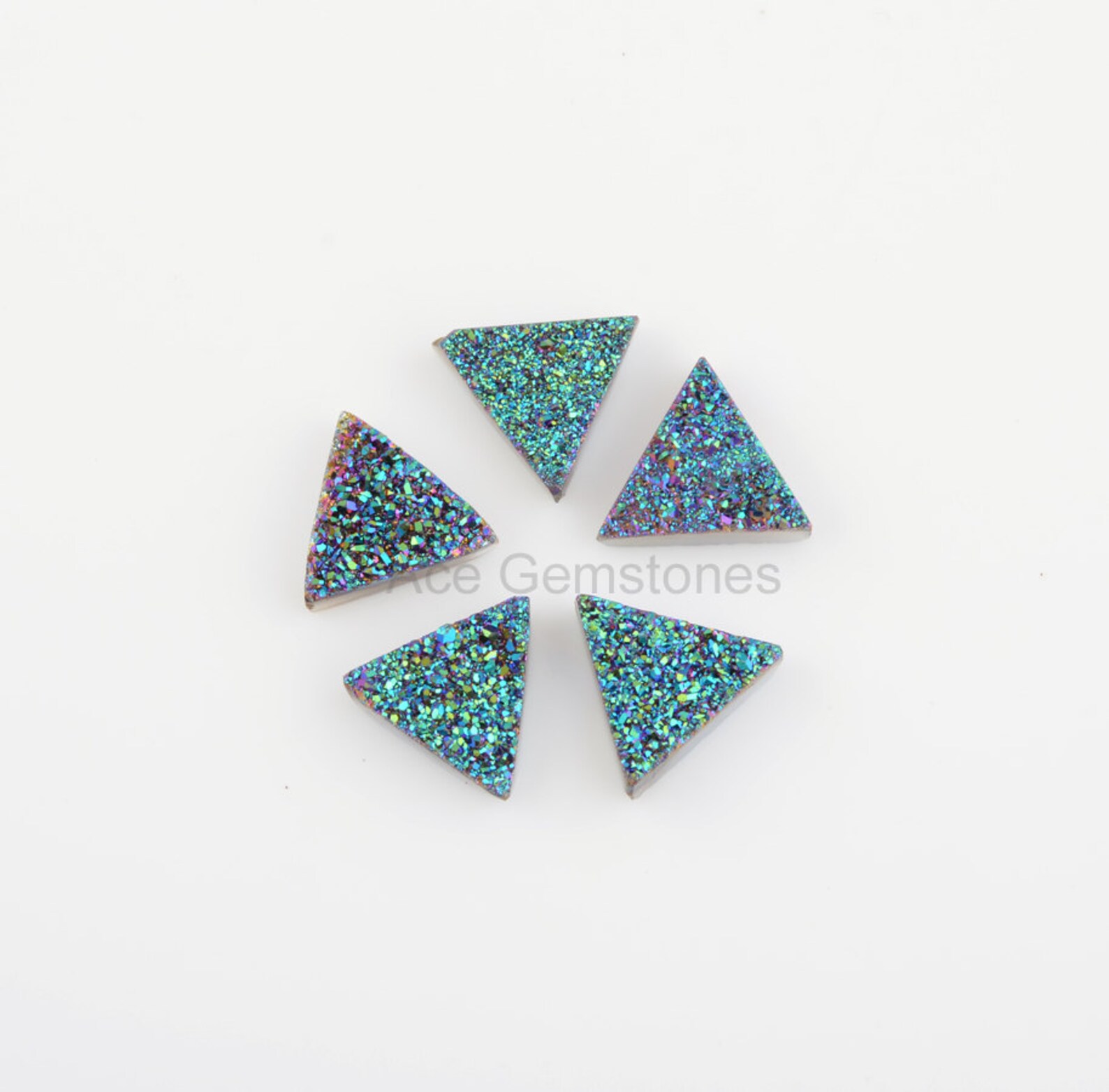 Superb Peacock Green Color Druzy Triangle Gemstone, Peacock Green ...