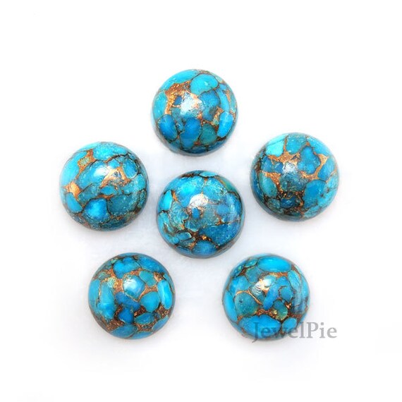 Copper Blue Turquoise Loose Gemstone Cabochon Round 10x10 AAA Etsy