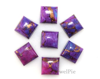 Copper Purple Turquoise Natural Loose  Gemstone Cabochon Square 10x10 AAA Grade - 7 Pcs.