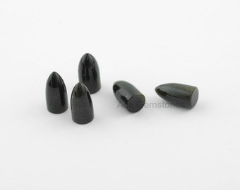 Bullet Shape Gemstone Gold Sheen Obsidian Bullet Stone Loose Smooth Gemstone Cabochons AAA Grade - 5pcs.