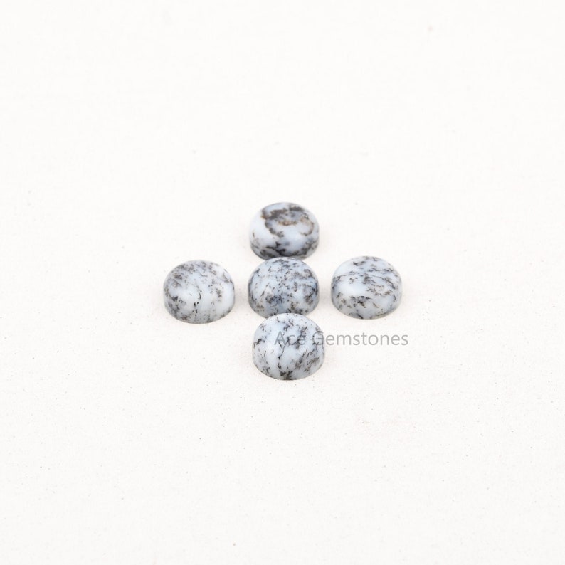 Dendritic Agate Natural Gemstone Loose Cabochon Round 12x12 AAA Grade 5 Pcs. image 1