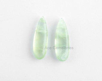 Prehnite Loose Gemstone Long Pear Pair 8x25mm, Wholesale Gemstone, Gemstone Supplies