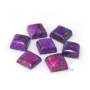 Copper Purple Turquoise Natural Loose Gemstone Cabochon Square 10x10 AAA Grade 7 Pcs. image 2