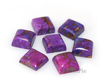 銅パープルターコイズナチュラルルース宝石カボションスクエア10x10