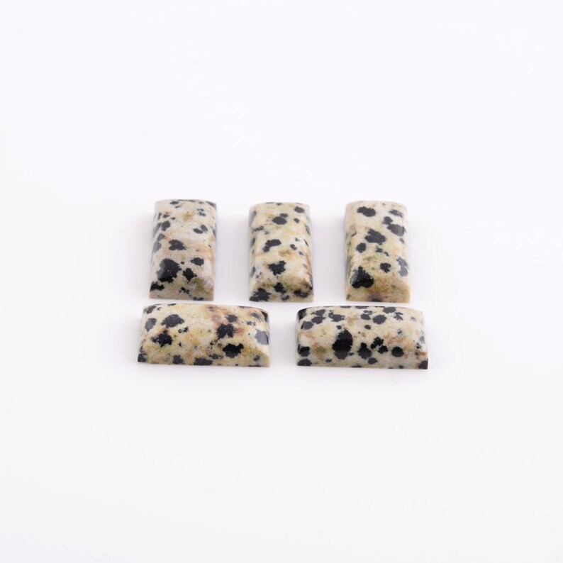 5Pcs High Quality Loose Gemstone Calibrated Cabochons Natural Dalmation Jasper 8x16 Rectangle Cabochons