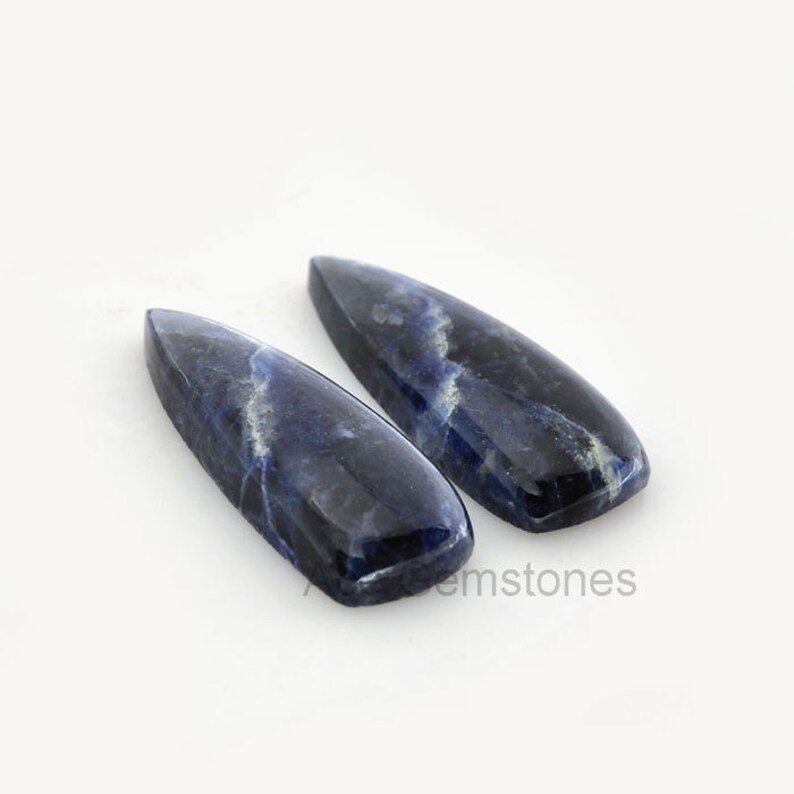 Sodalite Loose Gemstone Cabochon Fancy Cut Pair 13x35 mm image 2