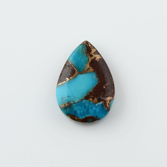 Lava Copper Turquoise 14x20mm Pear Shape Gemstone- Calibrated