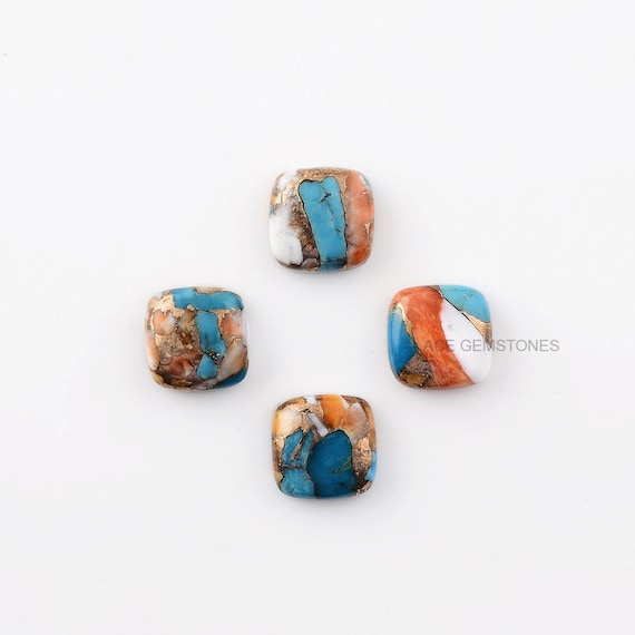 Mohave Copper Oyster Turquoise Cushion Shape 10x10mm Gemstone-Gemstone Cabochon Supplier-Wholesale Gemstone-Copper Oyster Turquoise-5 pcs