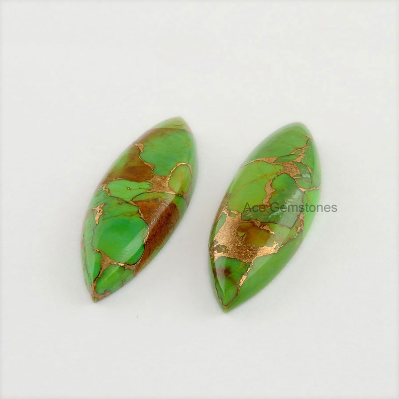 Green Brazilian Jasper Cabochon Pair Flat Back Stones