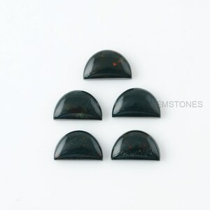 Bloodstone 10x16 mm Half Moon Shape Gemstone-Jewelry Making Gemstone-Wholesale Gemstone-Calibrated Cabochons-Bloodstone Gemstone- 5pcs image 2