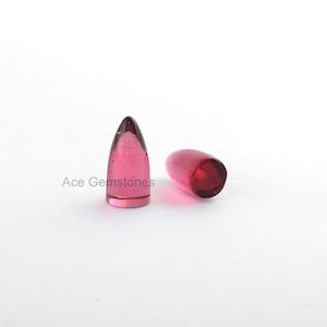 Bullet Shape Smooth Cabochon Pink Tourmaline Quartz 8x16mm Loose Gemstone AAA Grade - 5 Pcs.