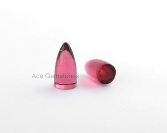 Bullet Shape Smooth Cabochon Pink Tourmaline Quartz 8x16mm Loose Gemstone AAA Grade - 5 Pcs.