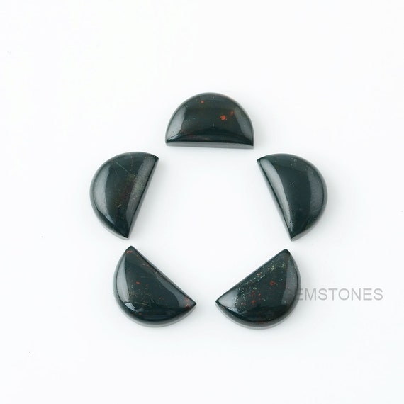 Bloodstone 10x16 mm Half Moon Shape Gemstone-Jewelry Making Gemstone-Wholesale Gemstone-Calibrated Cabochons-Bloodstone Gemstone- 5pcs