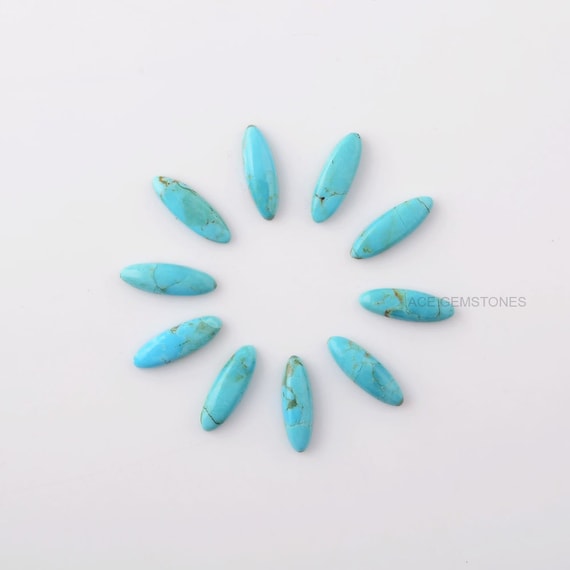 Arizona Turquoise 8x17 mm Long Oval Shape Gemstone-Jewelry Making Gemstone-Cabochon Gemstones-Gemstone Lot-Arizona Turquoise Stone- 5 Pcs.
