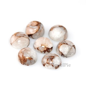 Loose Gemstone Cabochon Copper White Calcite Round 12x12 AAA Grade 6 Pcs. image 1