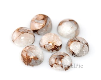 Loose Gemstone Cabochon Copper White Calcite Round 12x12 AAA Grade - 6 Pcs.