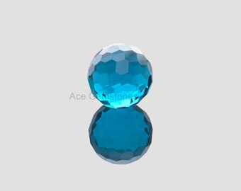 London Blue Quartz Loose Gemstone Football Cut 19mm Round Faceted AAA Grade - 1 Pcs.