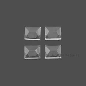 Crystal Quartz Rectangle Pyramid Cut Flat Black Gemsotne Stone, Crystal Quartz Calibrated Cabochons - 5 Pcs.