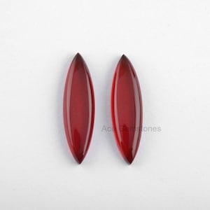 Red Garnet Quartz Smooth Stone, Garnet Loose Gemstone Flat Back Cabochon Marquise Pair 10x35 mm Wholesale Gemstone