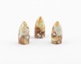 Bullet Shape Gemstone Brecciated Mookaite Bullet Stone Loose Smooth Gemstone Cabochons AAA Grade - 5pcs.