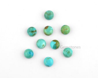Rare Arizona Turquoise ronde lisse calibré Cabochons, gros pierres précieuses en vrac pour la fabrication de bijoux 4mm à 8mm - 10 Pcs.