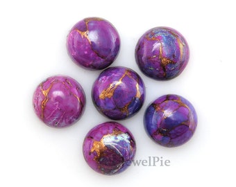 Copper Purple Turquoise Loose Gemstone Cabochon Round 12x12 AAA Grade - 6 Pcs.