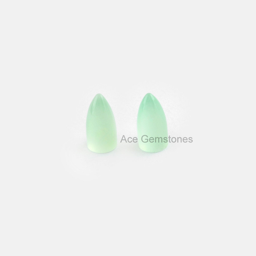 5 pcs Bullet Cabochons Green Chalcedony 8x16mm Smooth Semiprecious Loose Gemstone Top Grade image 2