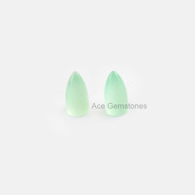 5 pcs Bullet Cabochons Green Chalcedony 8x16mm Smooth Semiprecious Loose Gemstone Top Grade image 2