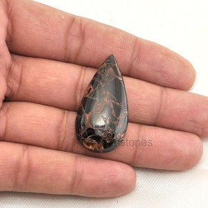 Mohave Copper Black Onyx 20x39 mm Pear Shape Loose Gemstone Cabochons, Wholesale Gemstone, Gemstone Supplier, Black Onyx Gemstone- 1Pcs.