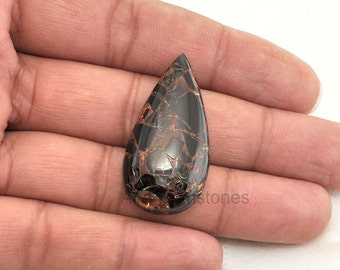 Mohave Copper Black Onyx 20x39 mm Pear Shape Loose Gemstone Cabochons, Wholesale Gemstone, Gemstone Supplier, Black Onyx Gemstone- 1Pcs.
