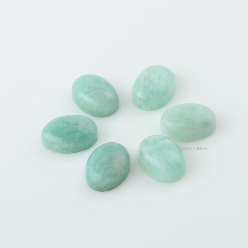6 Pcs. Loose Gemstone Cabochon Amazonite Oval 10x14 AAA Grade